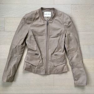 Reiss Ivory Sculptured Leather Jacket - Sz. XS